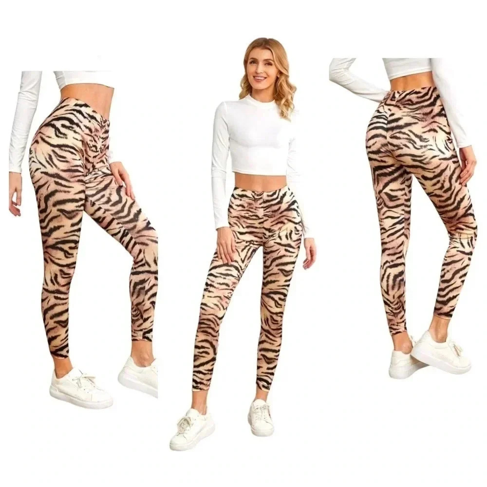EMERY ROSE Tiger Skin Print Cropped Leggings Size XXL